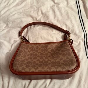 Coach Tan and Brown Signature Shoulder Bag